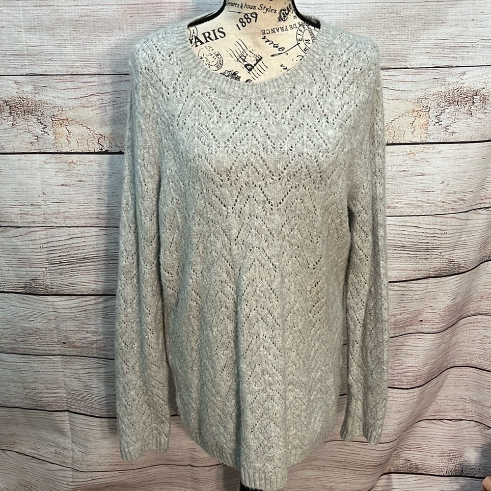 Talbots Pointelle Knit Sweater Light Blue Size Large